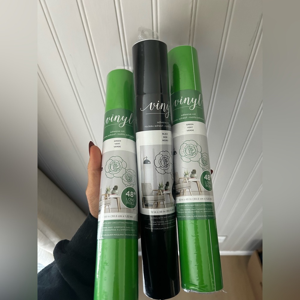 ⭐️ NEW 3 Vinyl Adhesive Rolls Green and black for Crafts